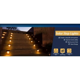 4pcs LED Solar Deck Lights, Outdoor Garden Deck Lights, Pathway Courtyard Terrace Guardrail Step Lights, Landscape Lighting For Outdoor Decorations, For Garden, Yard, Stairs, Pathway