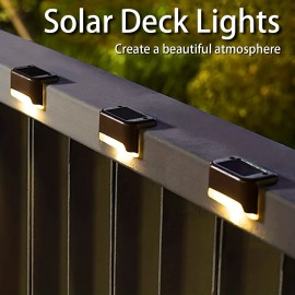 4pcs LED Solar Deck Lights, Outdoor Garden Deck Lights, Pathway Courtyard Terrace Guardrail Step Lights, Landscape Lighting For Outdoor Decorations, For Garden, Yard, Stairs, Pathway