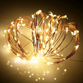 1 Set, Copper Wire Led Fairy Lights String - 2/5/10M Long, Battery Operated, Waterproof, Energy Efficient, Holiday Decorative Garland for Christmas Tree, Wedding, Party, Outdoor and Indoor Ambiance Illumination