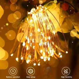 1 Set, Copper Wire Led Fairy Lights String - 2/5/10M Long, Battery Operated, Waterproof, Energy Efficient, Holiday Decorative Garland for Christmas Tree, Wedding, Party, Outdoor and Indoor Ambiance Illumination