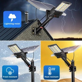 6500W Solar Street Lights Outdoor 500000LM Commercial Parking Lot Light Dusk to Dawn 6500K Solar Security Flood Lights Solar Lamp for Yard Road Basketball Courts