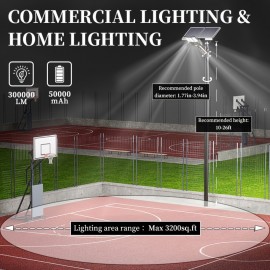 6500W Solar Street Lights Outdoor 500000LM Commercial Parking Lot Light Dusk to Dawn 6500K Solar Security Flood Lights Solar Lamp for Yard Road Basketball Courts