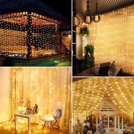 Enchanting LED Fairy Curtain Lights - USB Powered with Remote Control, Perfect for Christmas, Valentine's Day, Weddings & Seasonal Decor, Available in 3 Sizes (9.84ft x 3.28ft/6.56ft/9.84ft)