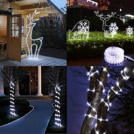 1000 LED White Solar Powered Waterproof Fairy Lights - 8 Modes Copper Wire String Lights for Outdoor Christmas Garden Fence Yard Party Pool Wedding Decor with Energy-Efficient and Durable Design