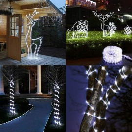 Light Up Your Garden with 866.14inch/472.44inch/275.59inch Solar LED String Lights - Tube Rope Garland for All Occasions!