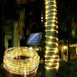 Light Up Your Garden with 866.14inch/472.44inch/275.59inch Solar LED String Lights - Tube Rope Garland for All Occasions!