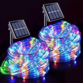 Light Up Your Garden with 866.14inch/472.44inch/275.59inch Solar LED String Lights - Tube Rope Garland for All Occasions!