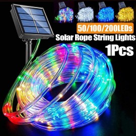 Light Up Your Garden with 866.14inch/472.44inch/275.59inch Solar LED String Lights - Tube Rope Garland for All Occasions!