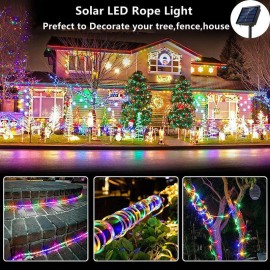 Light Up Your Garden with 866.14inch/472.44inch/275.59inch Solar LED String Lights - Tube Rope Garland for All Occasions!