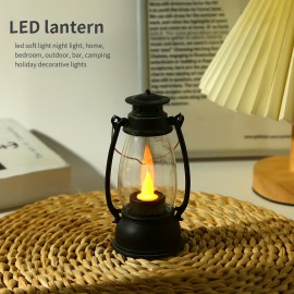 Charming LED Kerosene-Style Lamp with Nostalgic Yellow Flame – Perfect for Garden & Party Decor, Includes Batteries