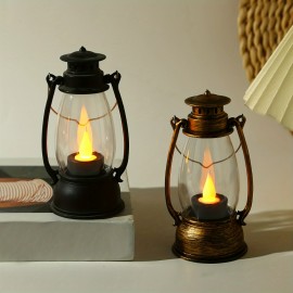 Charming LED Kerosene-Style Lamp with Nostalgic Yellow Flame – Perfect for Garden & Party Decor, Includes Batteries