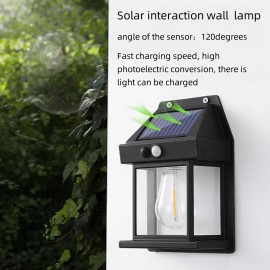 Solar outdoor wall lamp 0 electric charge human body induction three-mode tungsten filament wall lamp garden villa courtyard night lamp rain-proof LED outdoor exterior wall lamp hanging wall type home solar lamp