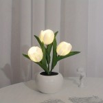 1pc USB Tulip Lamp Lights, LED Simulation Tulip Night Light With Vase, Table Lamp Ornaments For Home Living Room Desktop Decor, Best Mother's Day Gift