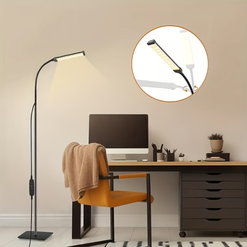 Floor Lamp, Reading Lamp Floor Lamp [120 LEDs, 3 Color Modes 3000K-6000K and 10 Brightness Settings] Dimmable Table Lamp with Flexible Gooseneck, Suitable for Living Room, Bedroom, Office