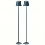 2Pack Cordless LED Floor Lamp For Outdoor/Indoor, Rechargeable, Dimmable, Carry Light, Adjustable Height Stand Lamp For Patio, Living Room, Bedside, Table Night Lamp, Black