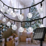 1pc 39ft 100 LED Solar String Lights Outdoor, Globe String Lights, Waterproof Crystall Ball Lights Solar Patio Lights with 8 Modes for Garden, Lawn, Patio, Gazebo, Yard, Outdoor