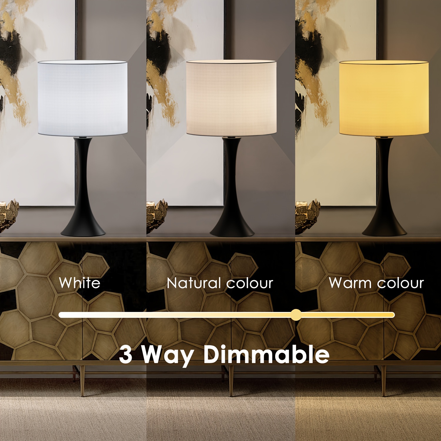 24 tall 3 color temperature table lamps for bedroom set of 2 bedside nightstand lamps modern for farmhouse livingroom office reading working decoration black details 1