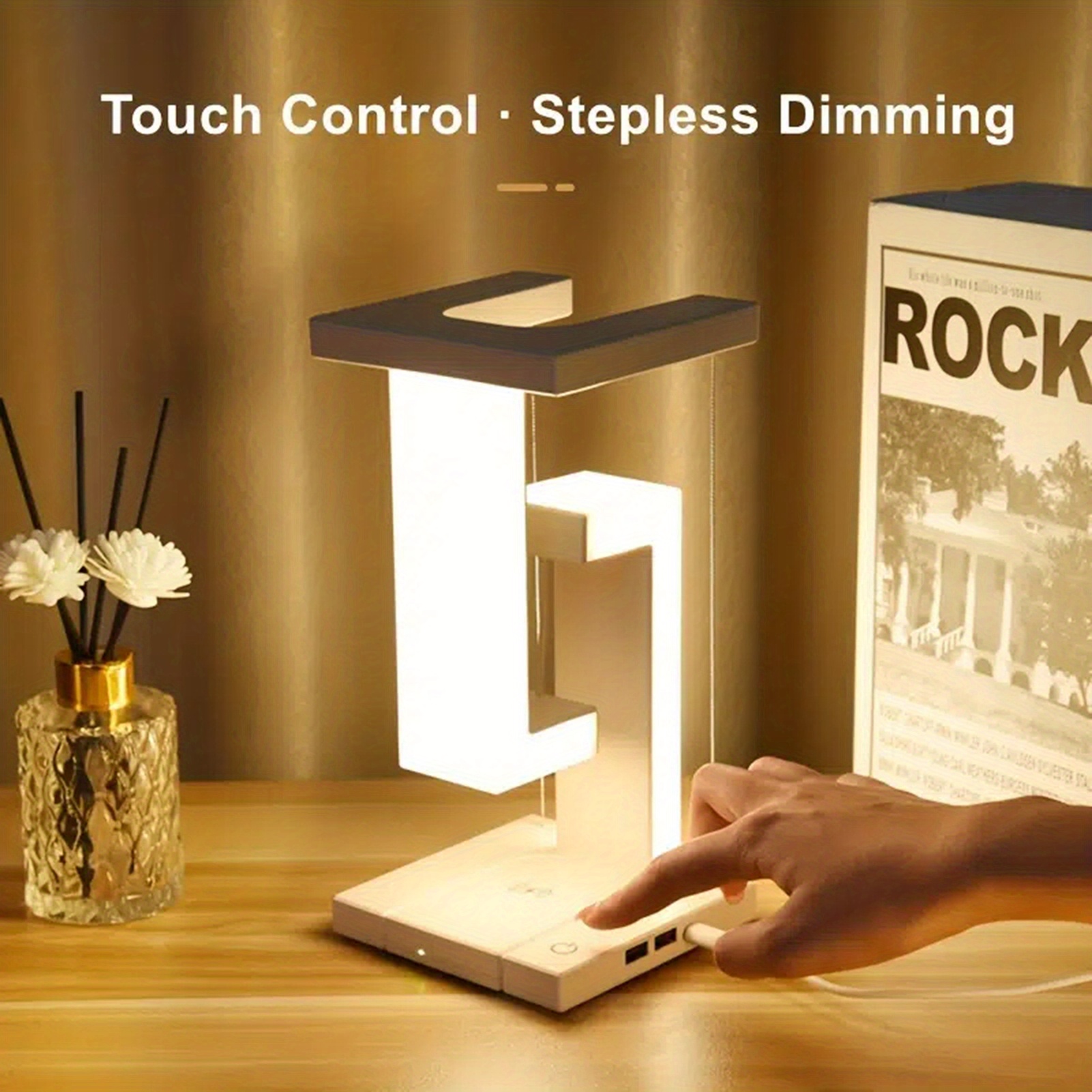 1pc led night lamp   balance suspension table desk lamp cordless night light usb charging port bedroom lamp home decor details 0