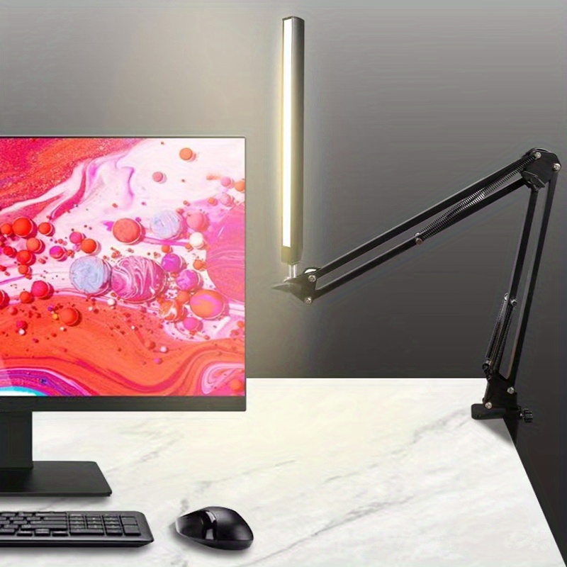 1pc led desk lamp with 3 lighting modes eye caring metal swing arm desk lamp with clamp 10 brightness dimmable clamp desk light with memory function table desk lamps for dorms studios reading details 1