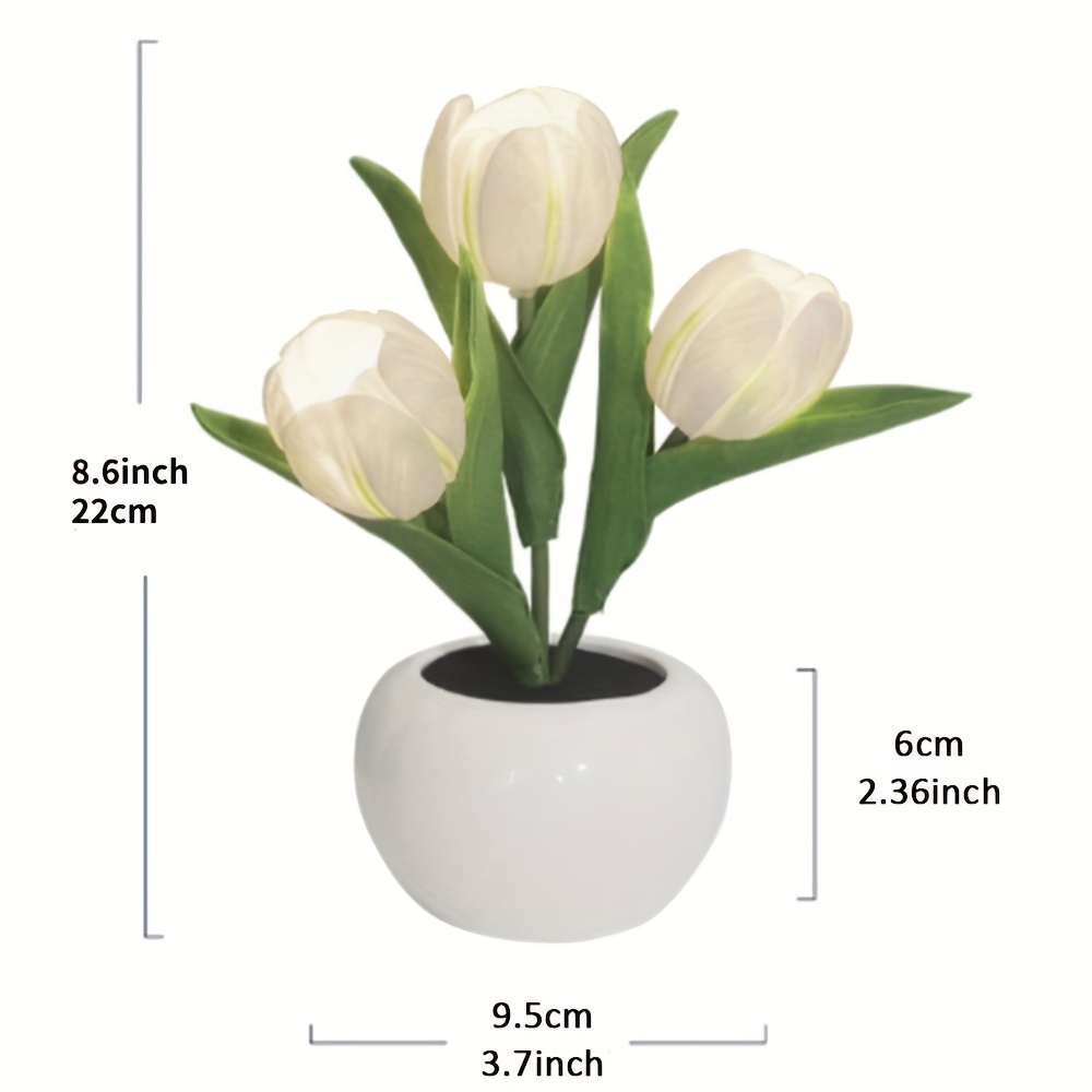 1pc usb tulip lamp lights led simulation tulip night light with vase table lamp ornaments for home living room desktop decor best mothers day gift details 4