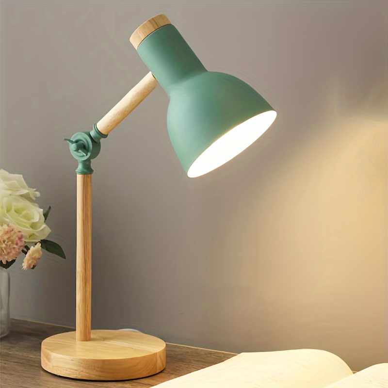 1pc simple eye protecting led desk lamp 3 color change with switch macaron wood lamp fashionable bedside lamp illuminate your room bedroom living room office details 1