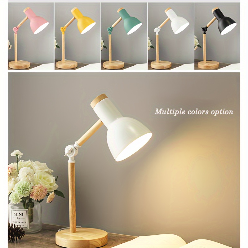 1pc simple eye protecting led desk lamp 3 color change with switch macaron wood lamp fashionable bedside lamp illuminate your room bedroom living room office details 2