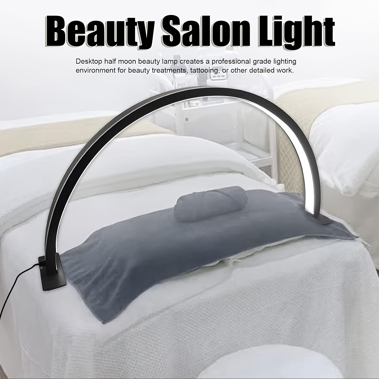 22 29inch beautician technical desk lamp half moon led lamp beauty room desk lamp adjustable three color u shaped lamp for eyelash extension tattoo eyebrow nail   black white pink details 1