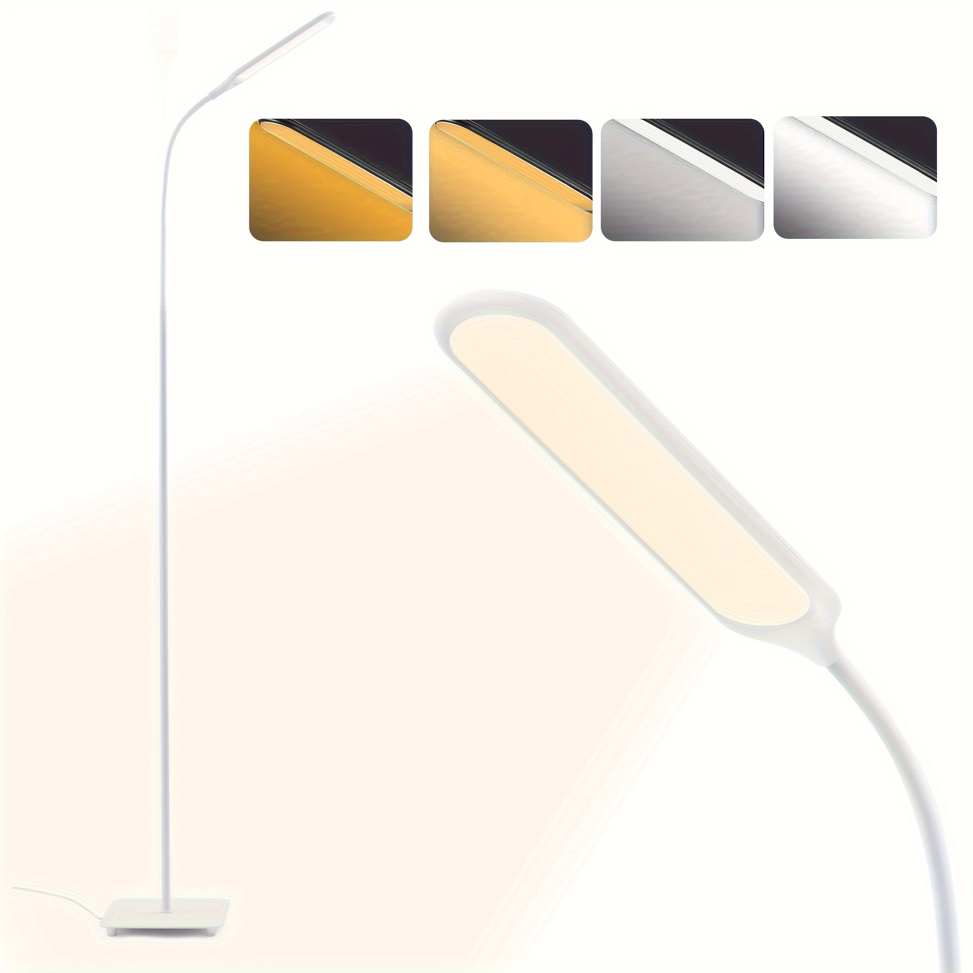 adjustable led floor lamp dimmable modern   with 4 brightness levels 4 colors adjustable gooseneck   for reading bedroom office living room piano white sp dl023 details 3