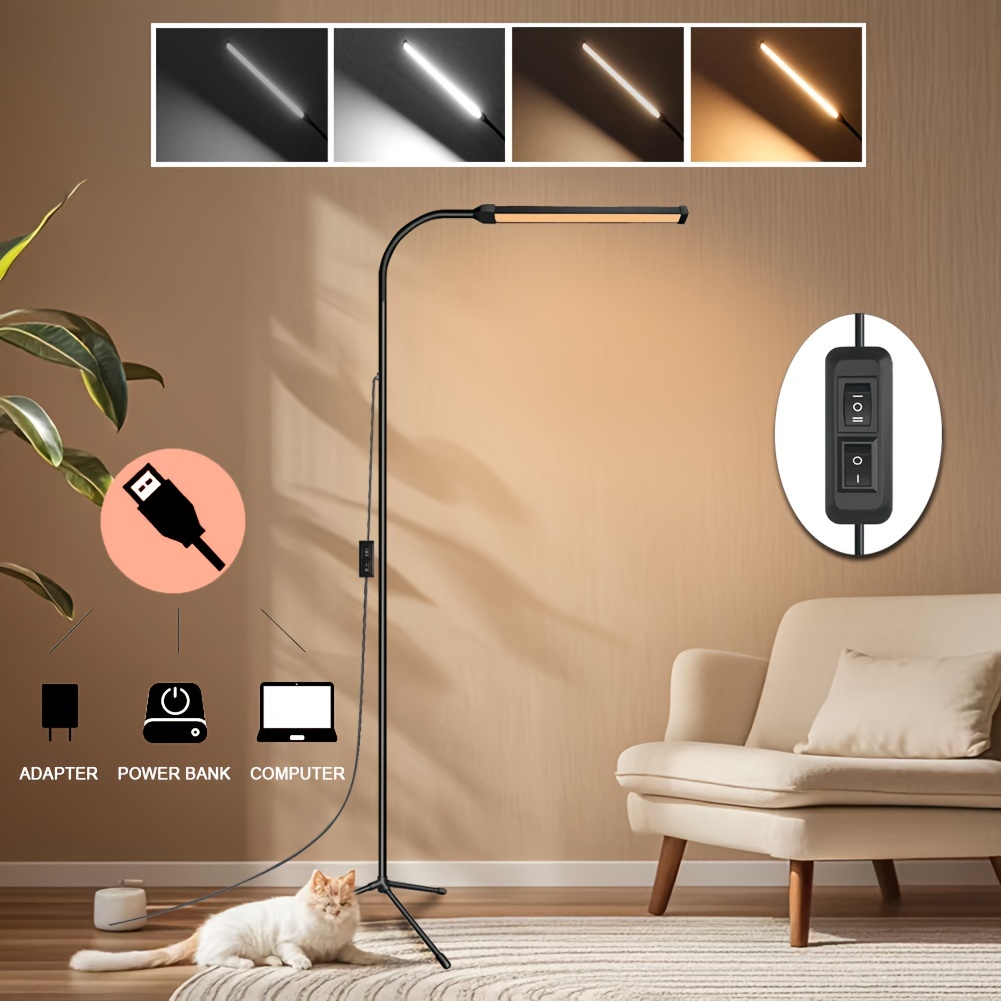 1pc gooseneck led floor lamp adjustable color temperature and dimmable suitable for reading in living room bedroom and office multipurpose lighting for eyelash extensions eyelash extensions makeup and skincare details 2