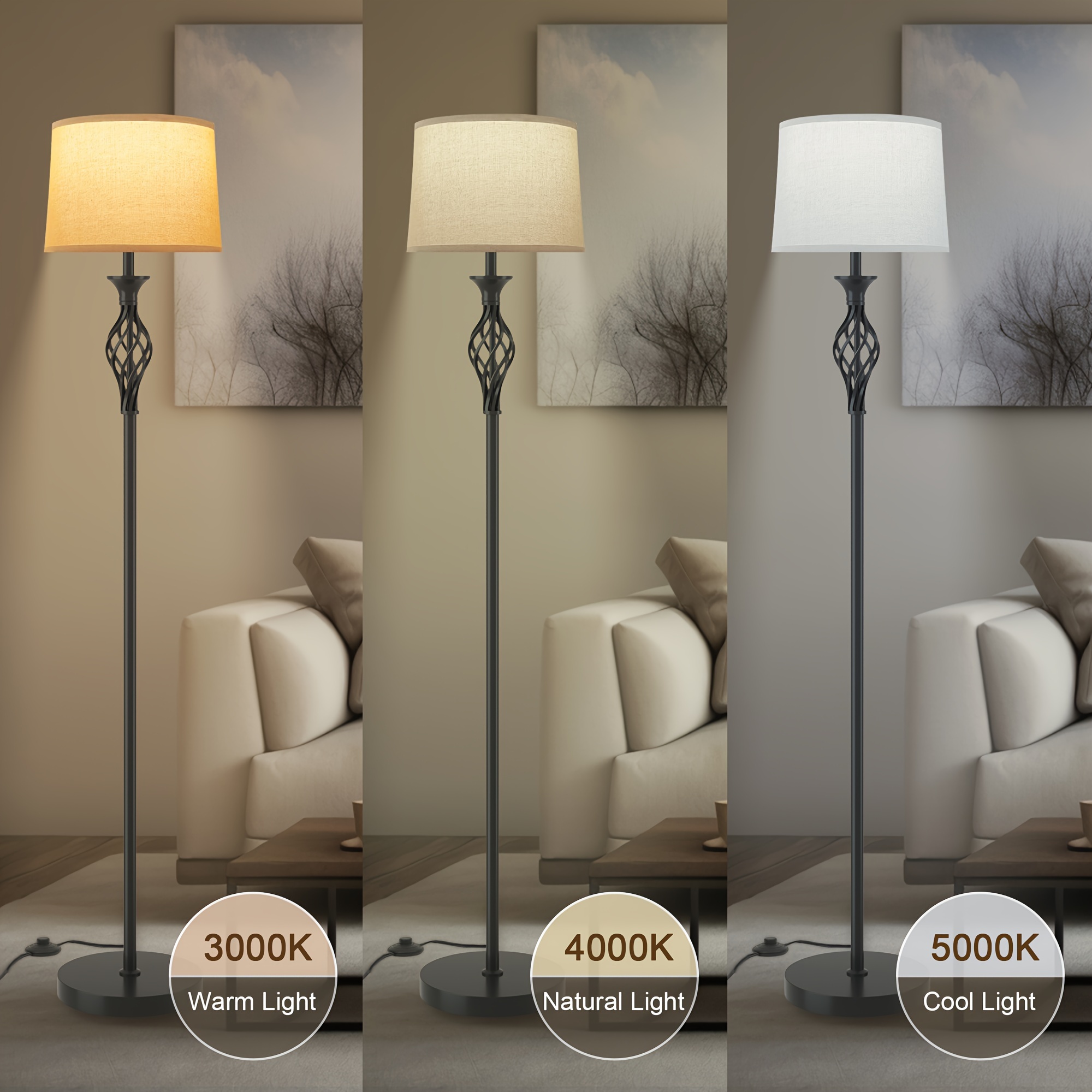 floor lamp 3 color temperature bulb included floor lamp for living room bedroom and working bedside lamp details 1