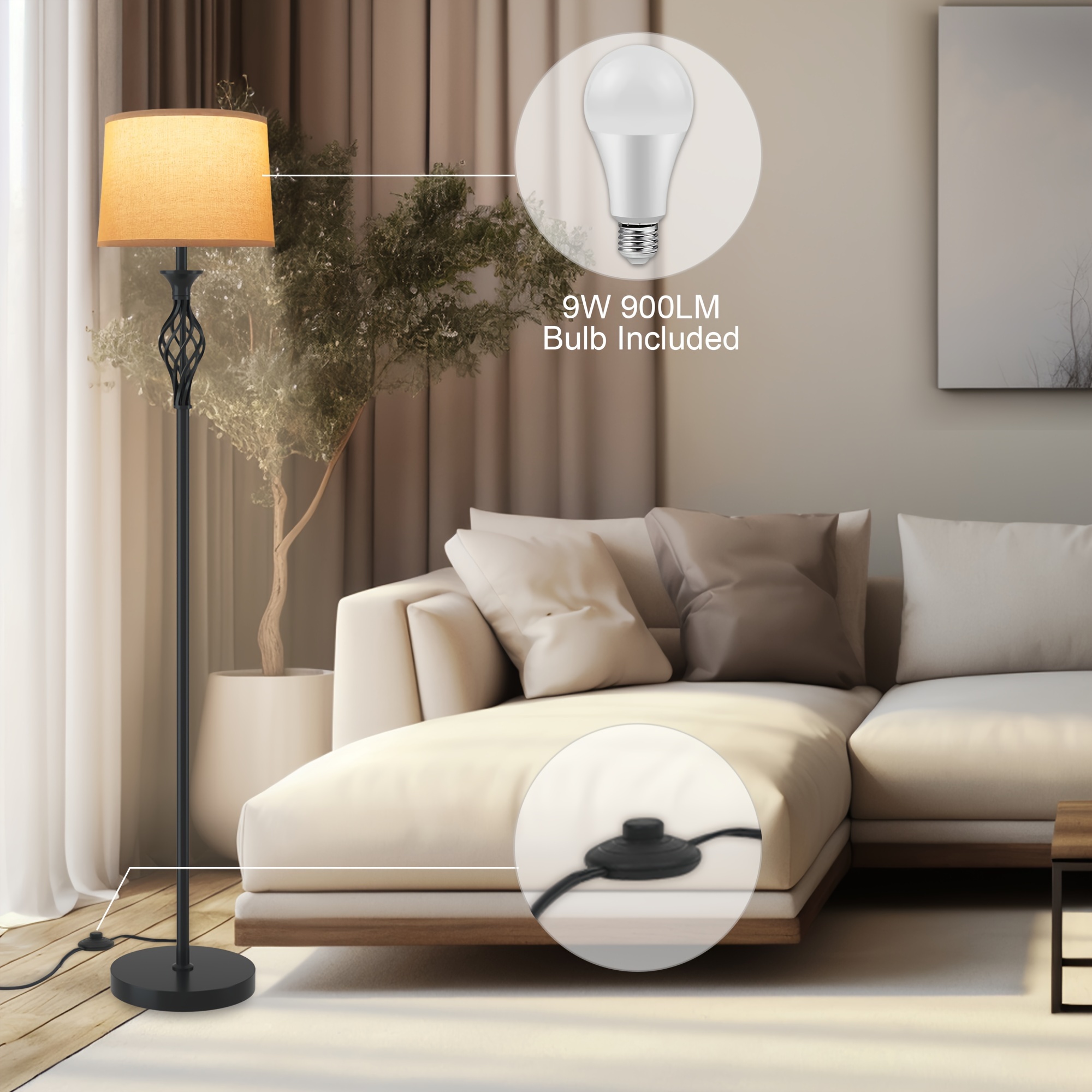 floor lamp 3 color temperature bulb included floor lamp for living room bedroom and working bedside lamp details 5