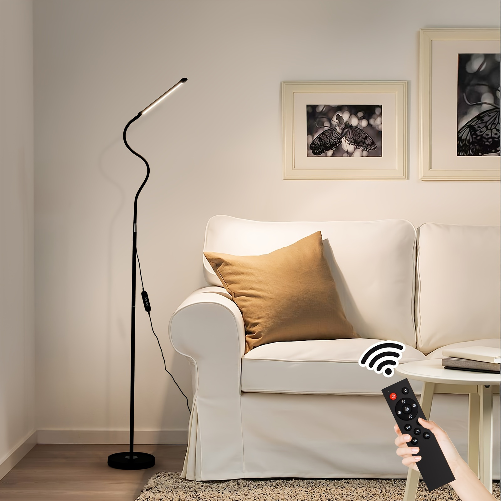 modern 72 led task reading floor lamp height adjustable led lamp standing floor black lamps with remote for living room bedroom office adjustable brightness and color 3000k 6500k details 1