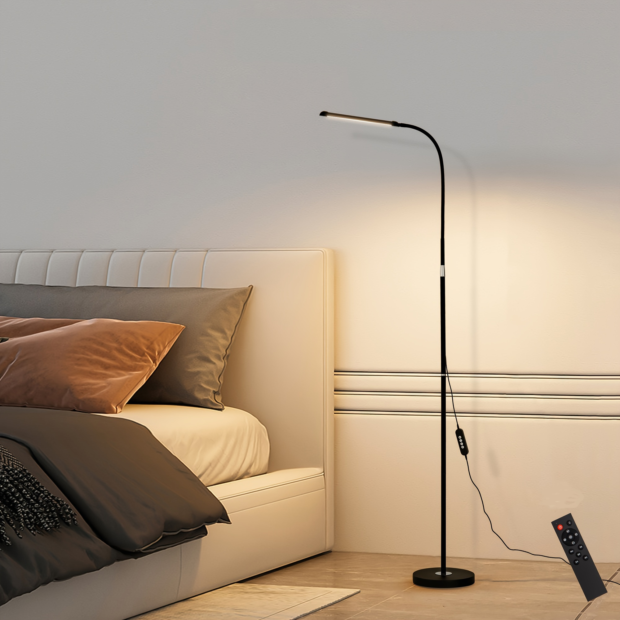 modern 72 led task reading floor lamp height adjustable led lamp standing floor black lamps with remote for living room bedroom office adjustable brightness and color 3000k 6500k details 3