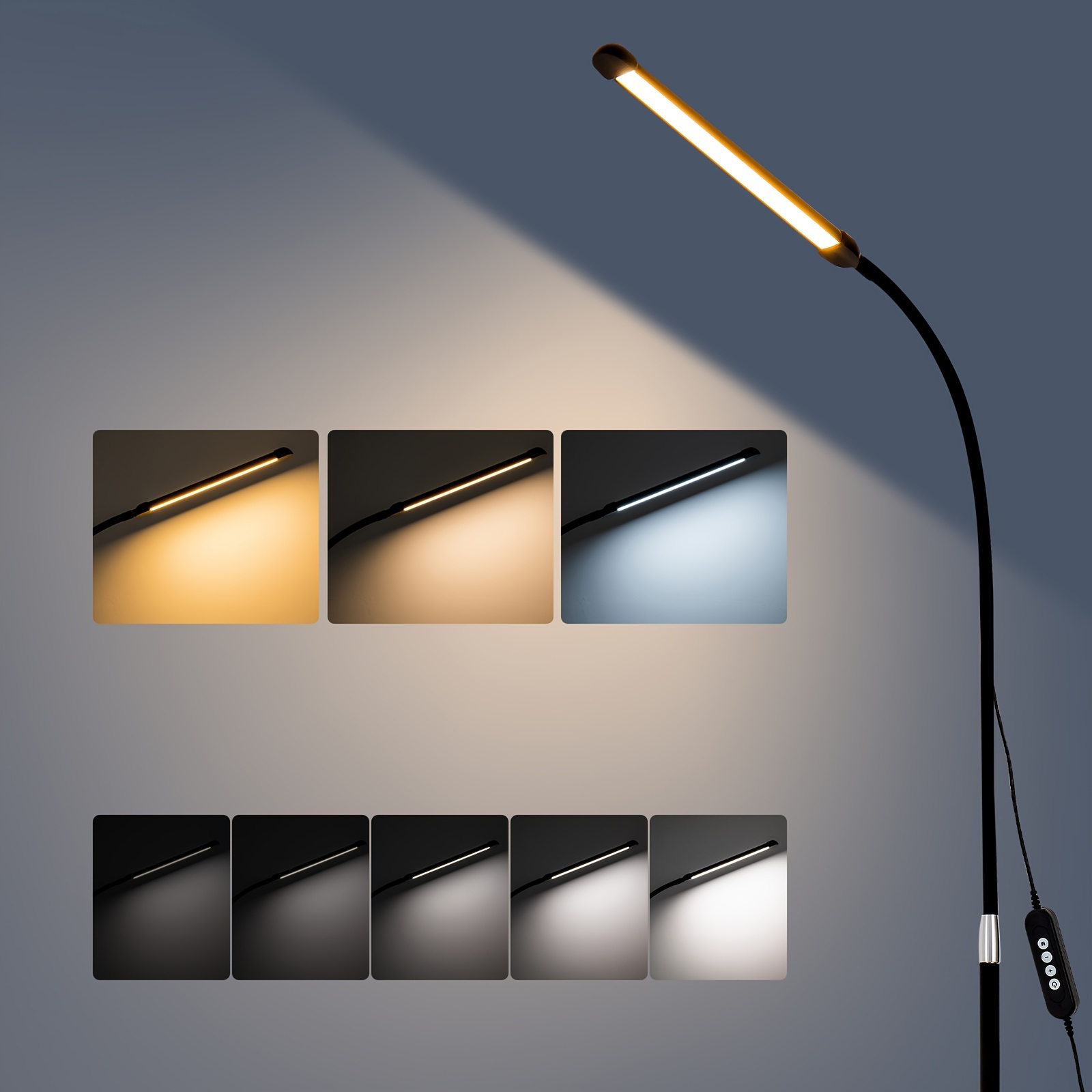 modern 72 led task reading floor lamp height adjustable led lamp standing floor black lamps with remote for living room bedroom office adjustable brightness and color 3000k 6500k details 5