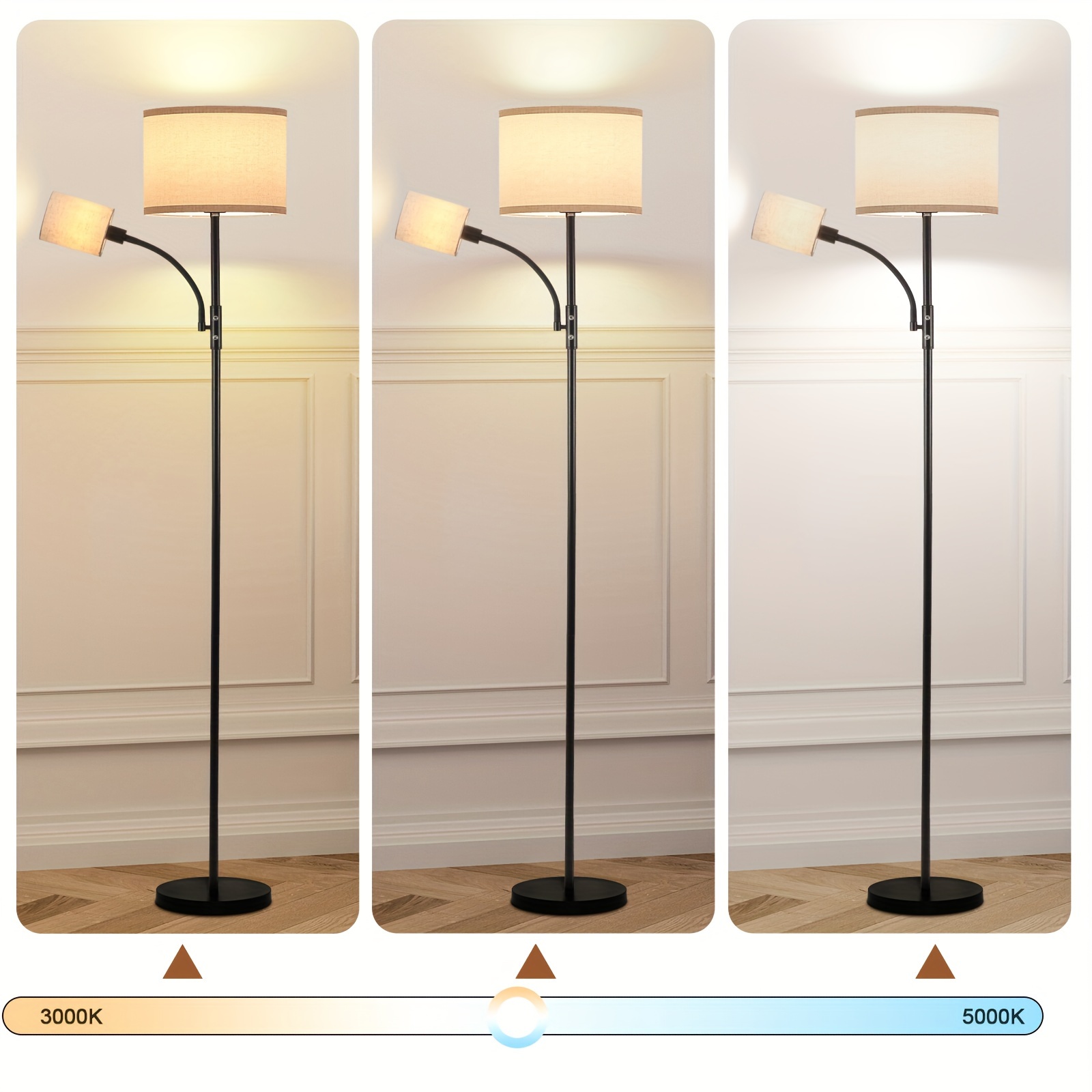 fabric double head floor lamp linen with 1 e26 bulb and 1   details 0