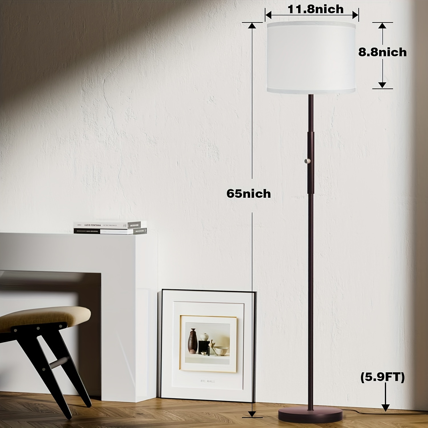 floor lamp for living room bedroom with lampshade stencil 65 modern tall lamp simple design standing lamps for kids room home office reading details 0