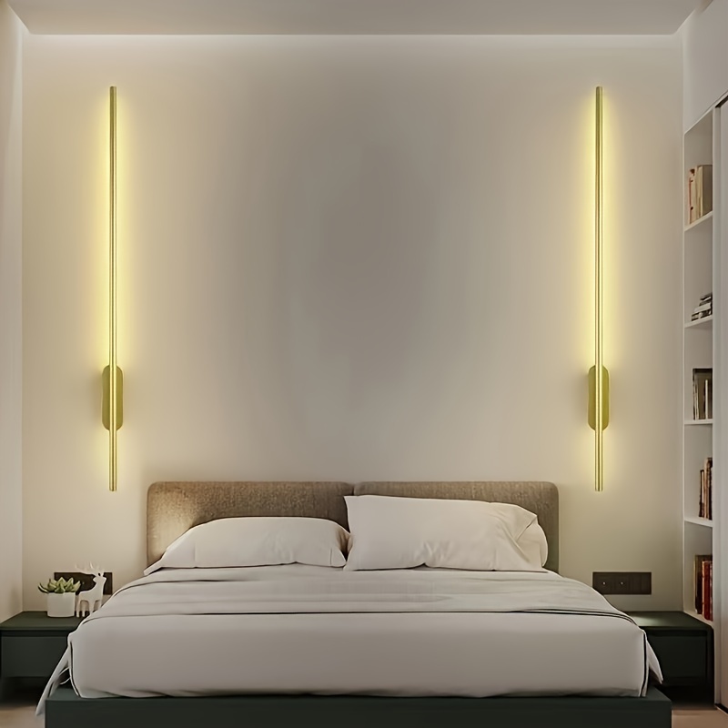 modern minimalistic metal wall sconce adjustable brightness wall mounted fixture for living room bedroom   corridor installation hardware included room electrical   85v 265v without battery golden details 1