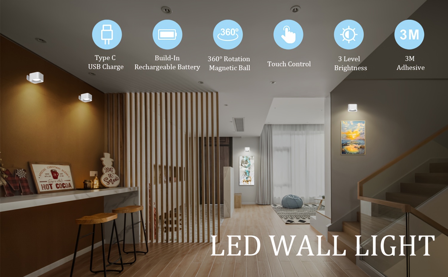 1pc led large magnetic fixed lighting lamp can be pasted and can be punched 360 degree rotating light led wall mounted reading lights wall sconces 3 brightness levels touch control details 0