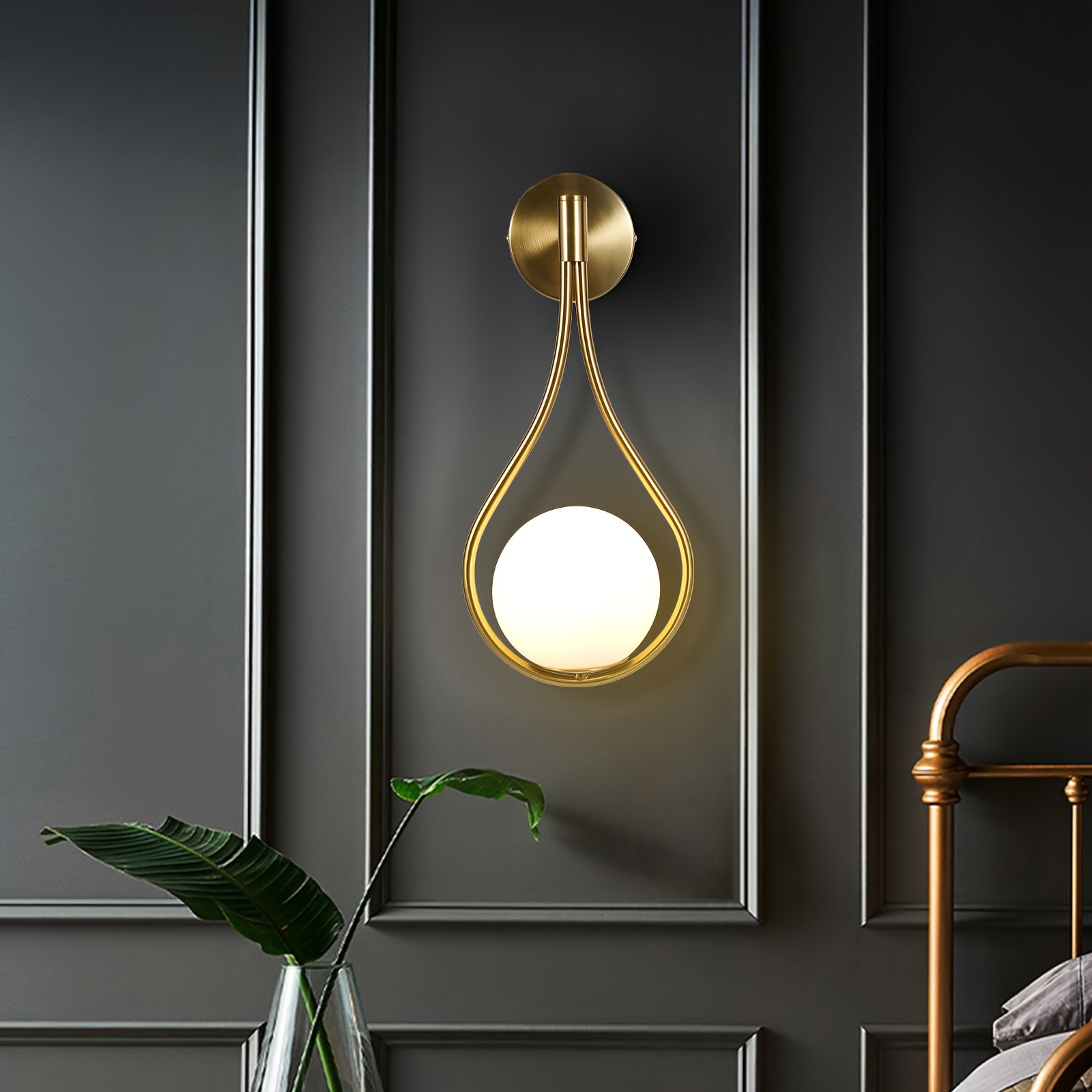 gold wall lamp wall sconce light fixtures f bathroom bedroom modern glass ball details 0