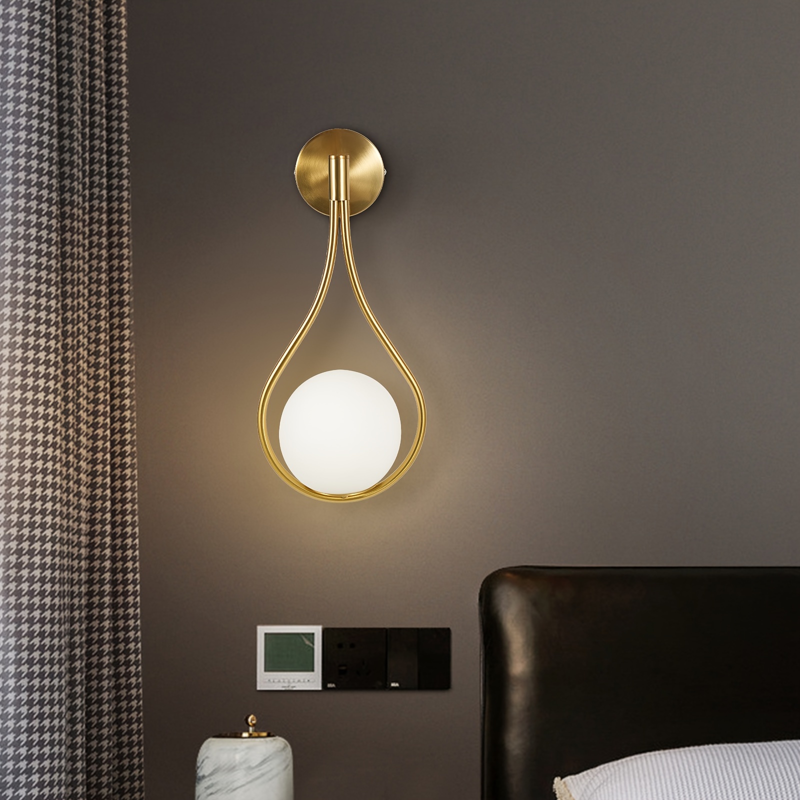 gold wall lamp wall sconce light fixtures f bathroom bedroom modern glass ball details 4