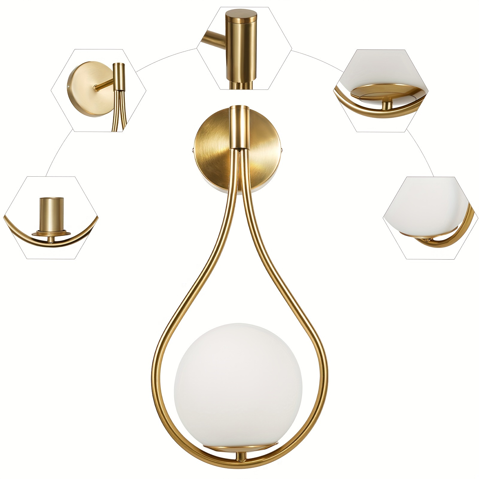 gold wall lamp wall sconce light fixtures f bathroom bedroom modern glass ball details 7