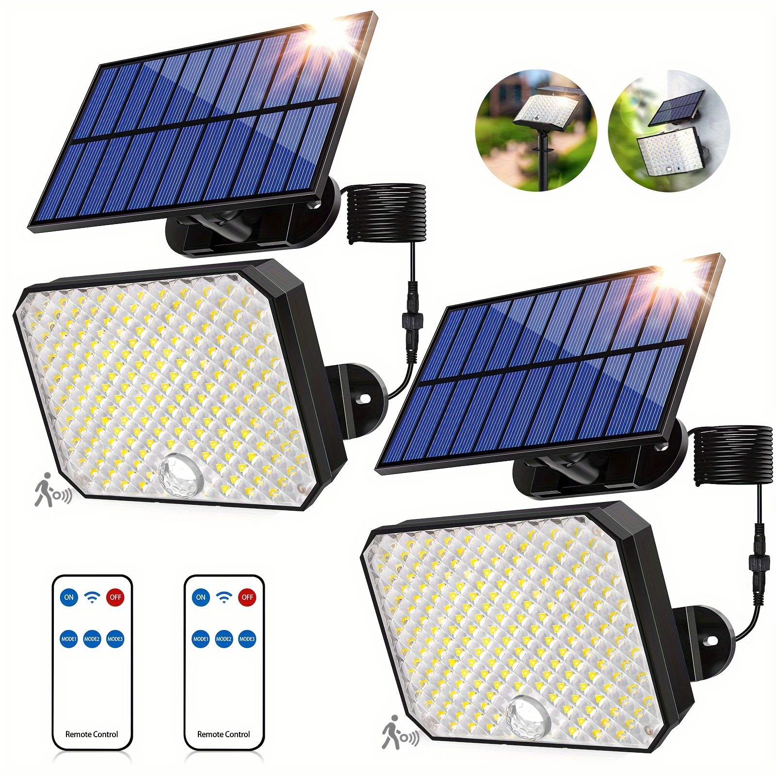 2 pack ultra outdoor solar lights 4000lm motion sensor solar flood lights with remote control ipx5 waterproof security lights ultra dusk to dawn solar lighting for outside patio garage details 1