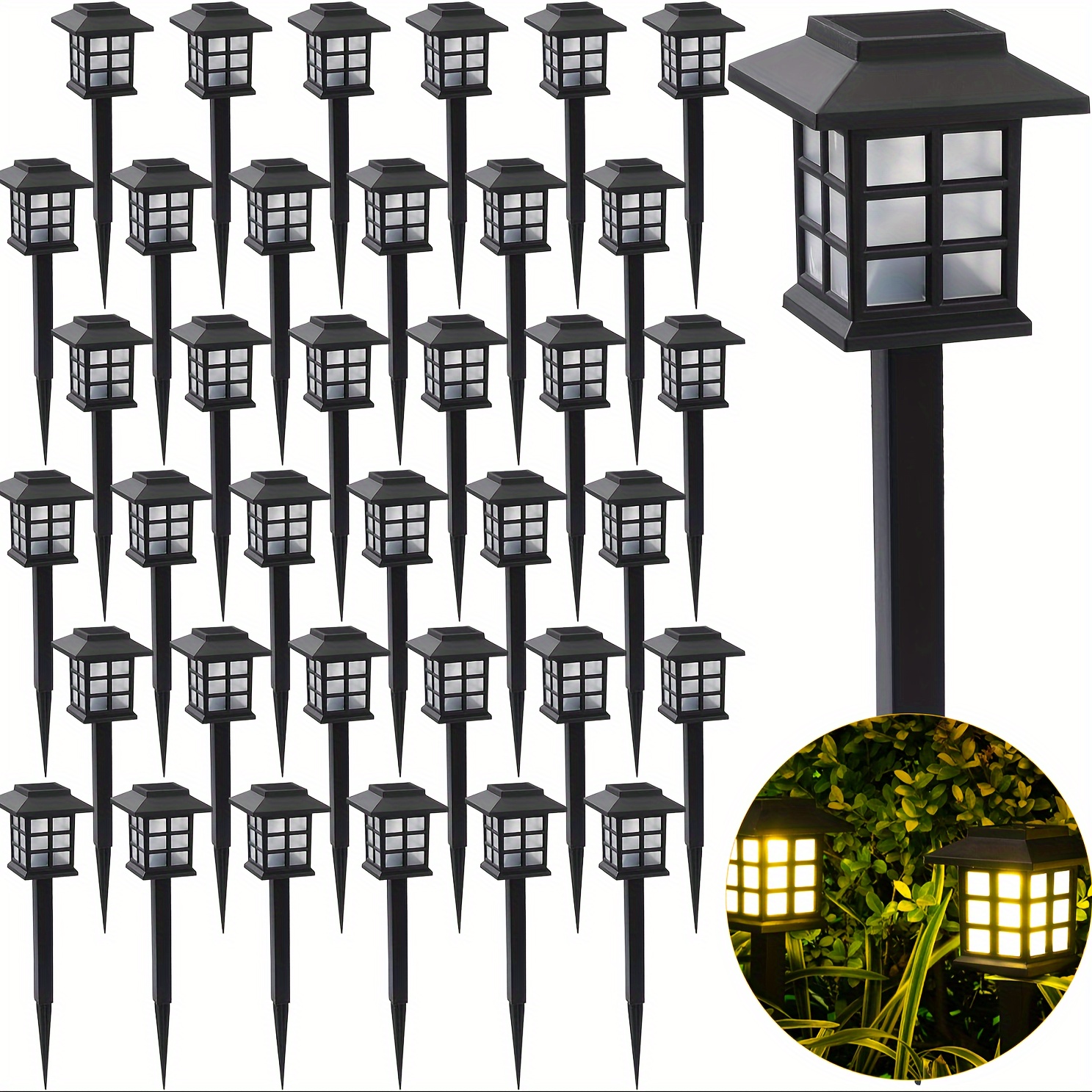 32 pack 800ma solar pathway lights outdoor waterproof garden lights for landscape solar walkway lights outdoor for paths courtyards patios details 1