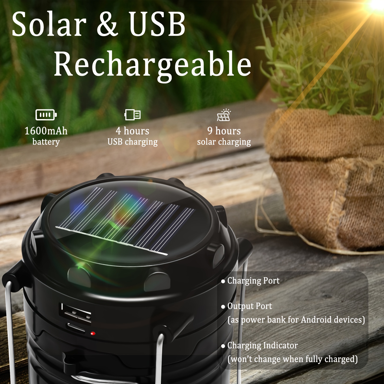 collapsible portable led camping lantern lightweight waterproof solar usb rechargeable led flashlight survival kits for indoor outdoor home emergency   outages hiking hurricane 4 pack details 4