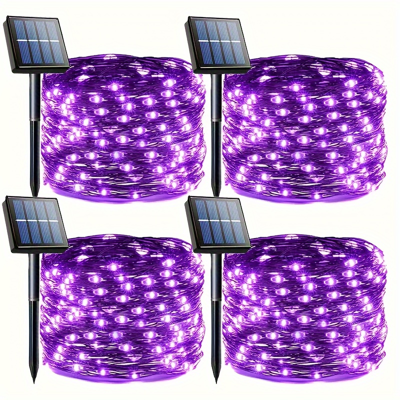 300 100led solar outdoor decorative fairy lights diy courtyard garden fence light string christmas christmas tree decoration lights halloween party haunted house horror purple light atmosphere lights details 3