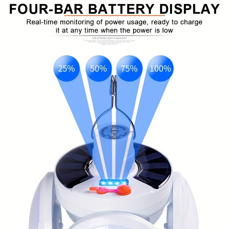 ultimate portable led lamp solar usb rechargeable foldable with power display perfect for camping fishing and emergency lighting details 6