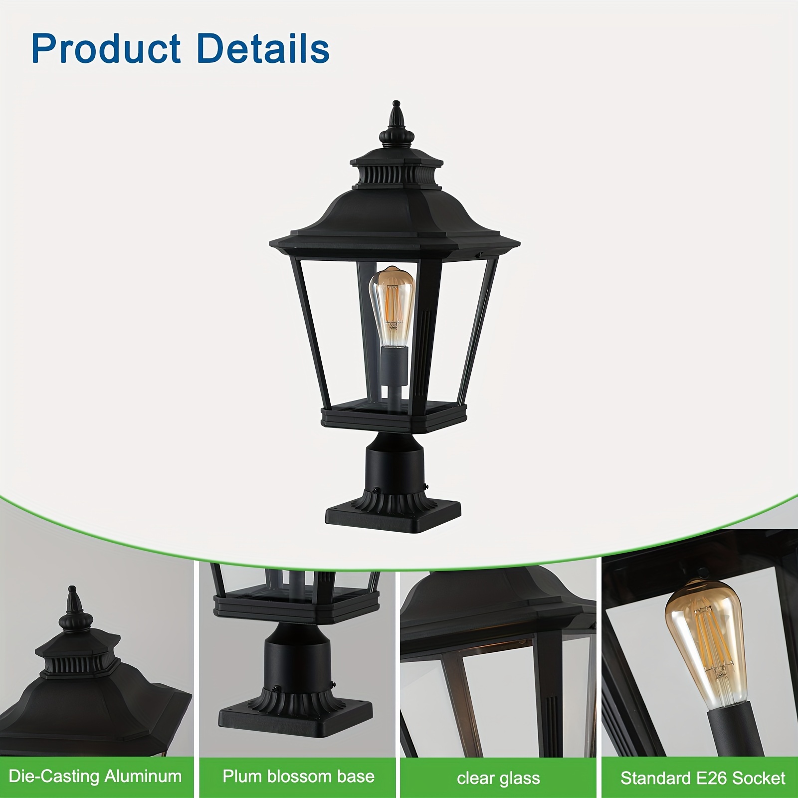 european courtyard style black outdoor capital lamp can be used for entrance passage porch bedroom terrace garage lights details 7