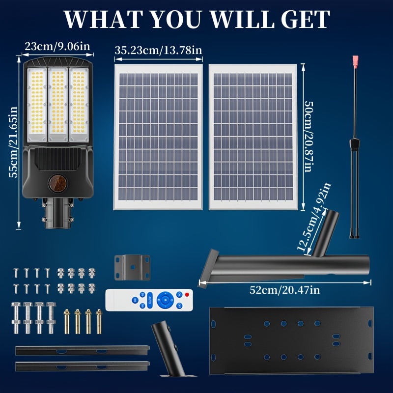 6500w solar street lights outdoor 500000lm commercial parking lot light dusk to dawn 6500  security flood lights solar lamp for yard road basketball courts details 0