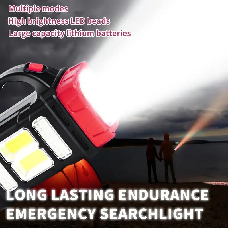 1pc   handheld flashlight outdoor led camping light solar usb rechargeable searchlight for outdoor hiking fishing emergencies details 5