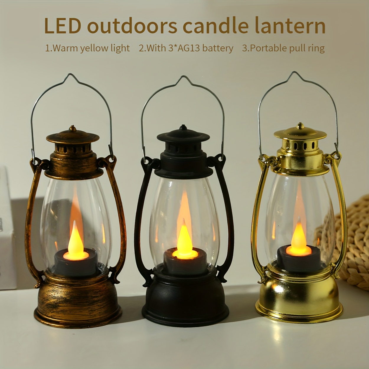 charming led kerosene style lamp with nostalgic   perfect for garden party decor includes batteries details 0